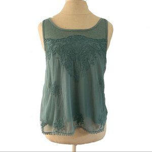 About A Girl Soft Green Lace Tank Size S